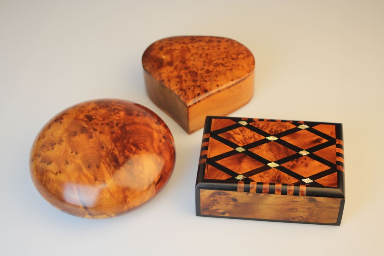 Set mit drei Thuya Holz Boxen | Thuya Design